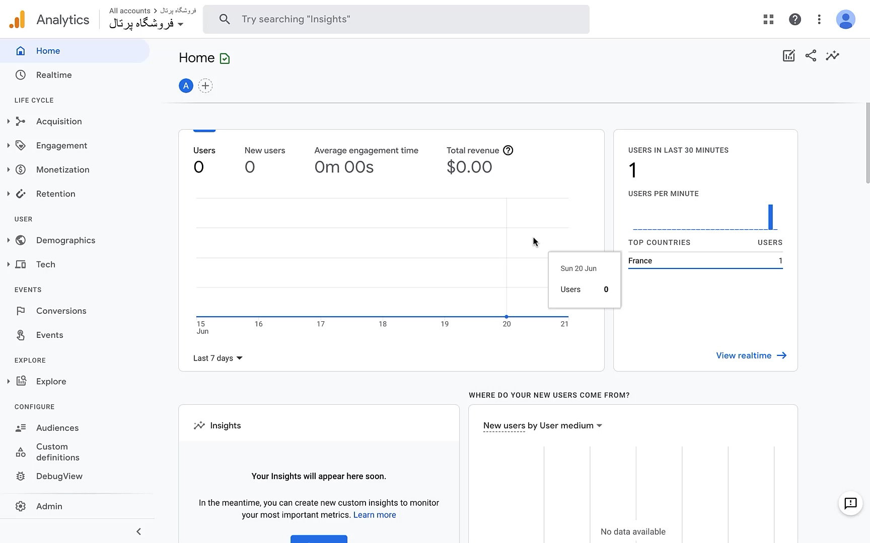 مشاهده اطلاعات سایت در گوگل Analytics